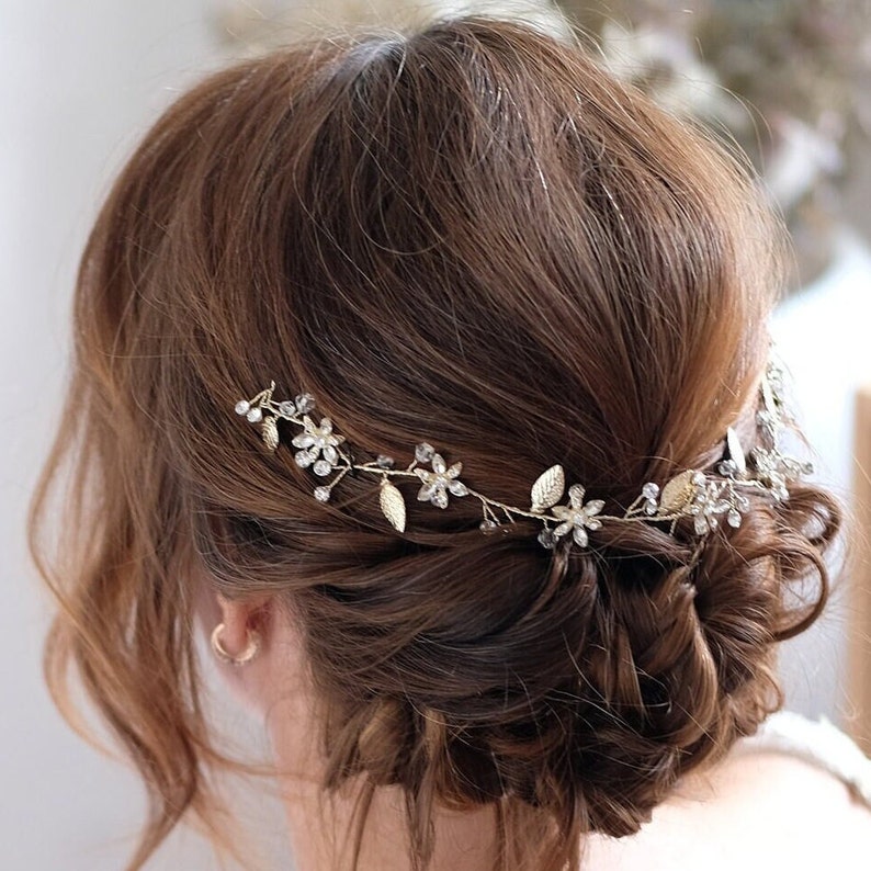 Hair vine bridal jewelry high quality, bridal headpiece for your dream wedding, hair vine, hair wire hair jewelry, headband rhinestone crystal image 3