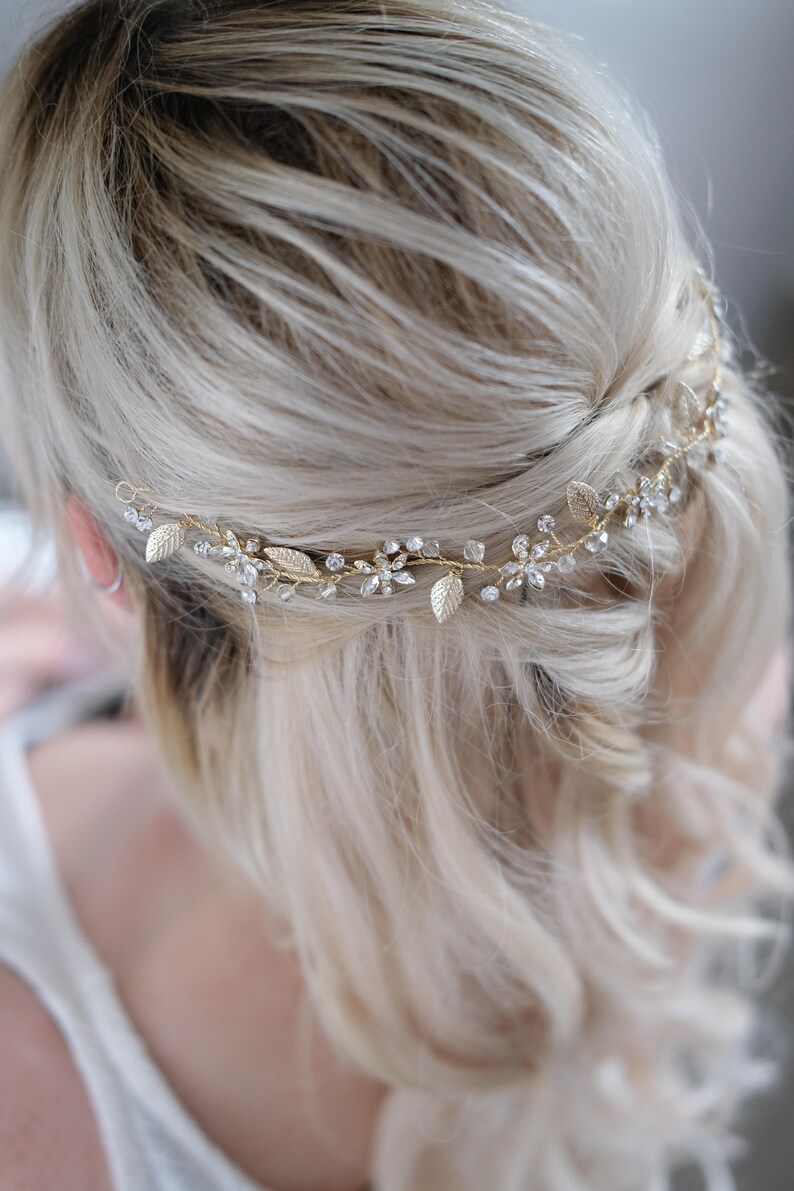 Joyería nupcial de vid de pelo de alta calidad, tocado de novia para la boda de sus sueños, vid de pelo, joyería de pelo de alambre de pelo, cristal de pedrería de diadema imagen 4