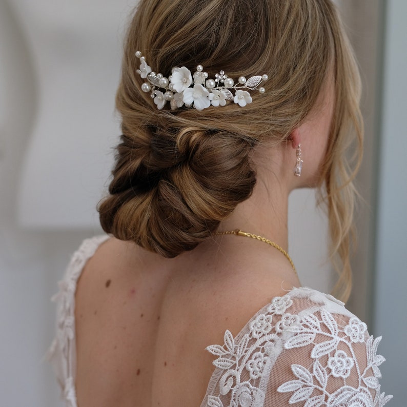 Bridal hair accessories, hair comb ceramic bridal wedding hair accessories high-quality bridal hair accessories from Brautschmuck Vumari image 10