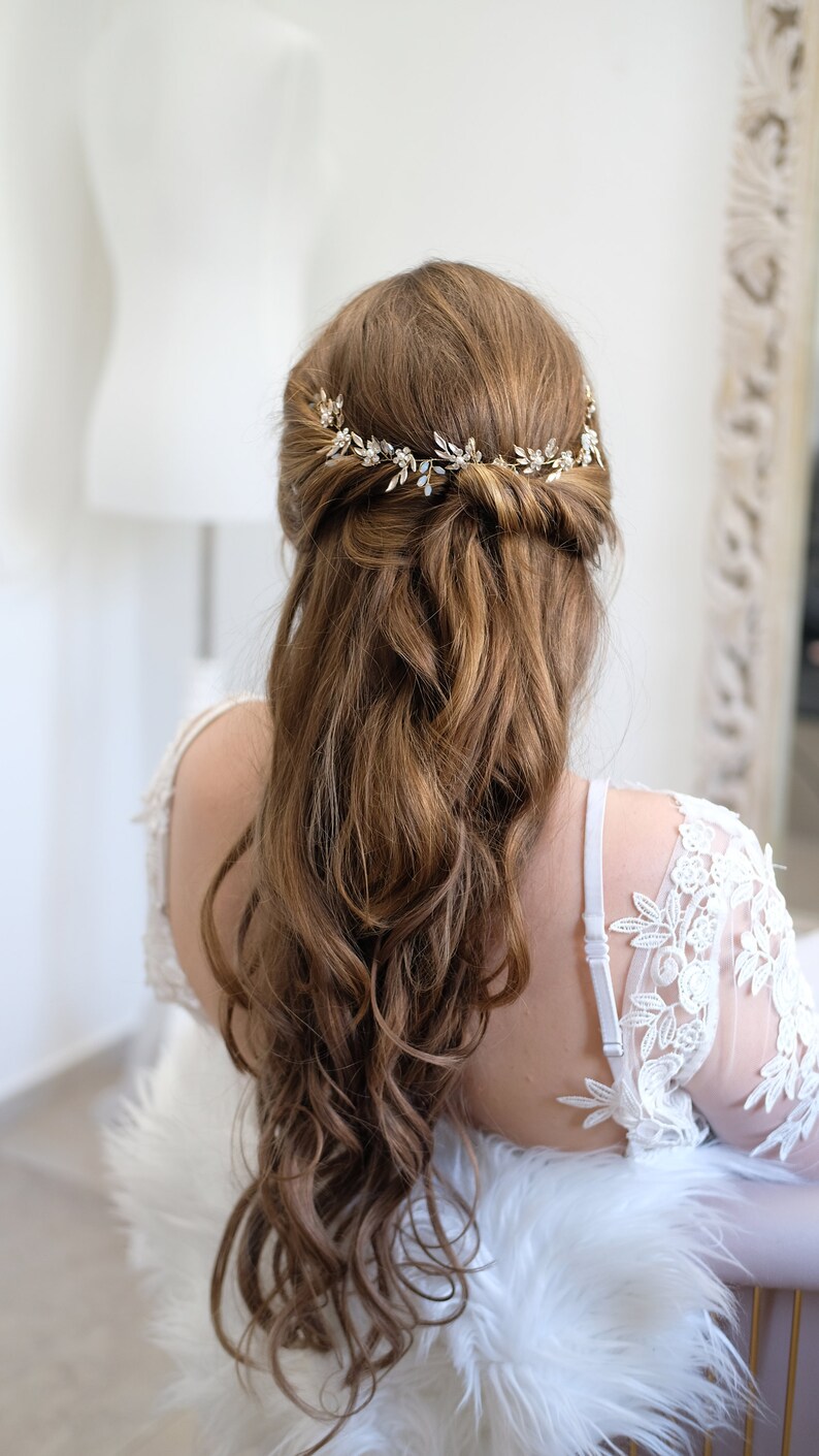 Haarrebe Haarschmuck Hochwertig, Braut Kopfschmuck für deine Hochzeit Haar Rebe Haarschmuck Braut Stirnband Kristall , Strass Vumari Bild 10