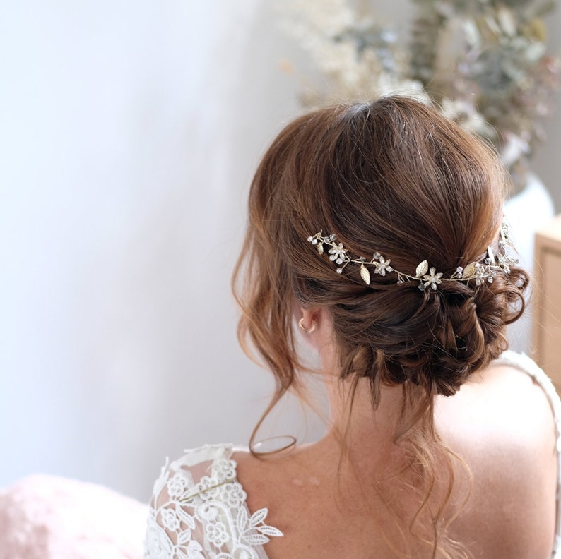 Hair vine bridal jewelry high quality, bridal headpiece for your dream wedding, hair vine, hair wire hair jewelry, headband rhinestone crystal image 1