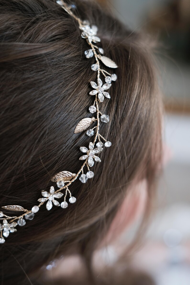 Bijoux de mariée de vigne de cheveux de haute qualité, casque de mariée pour votre mariage de rêve, vigne de cheveux, bijoux de cheveux en fil de cheveux, cristal de strass bandeau image 9