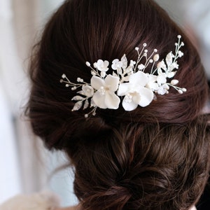 Bridal hair accessories, hair comb, bridal wedding hair accessories ceramic flowers BOHO high-quality bridal hair accessories from Brautschmuck Vumari image 7