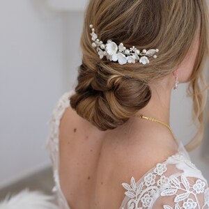 Braut Haarschmuck, Haarkamm Keramik Braut Hochzeit Haarschmuck Hochwertiger Brauthaarschmuck von Brautschmuck Vumari zdjęcie 4