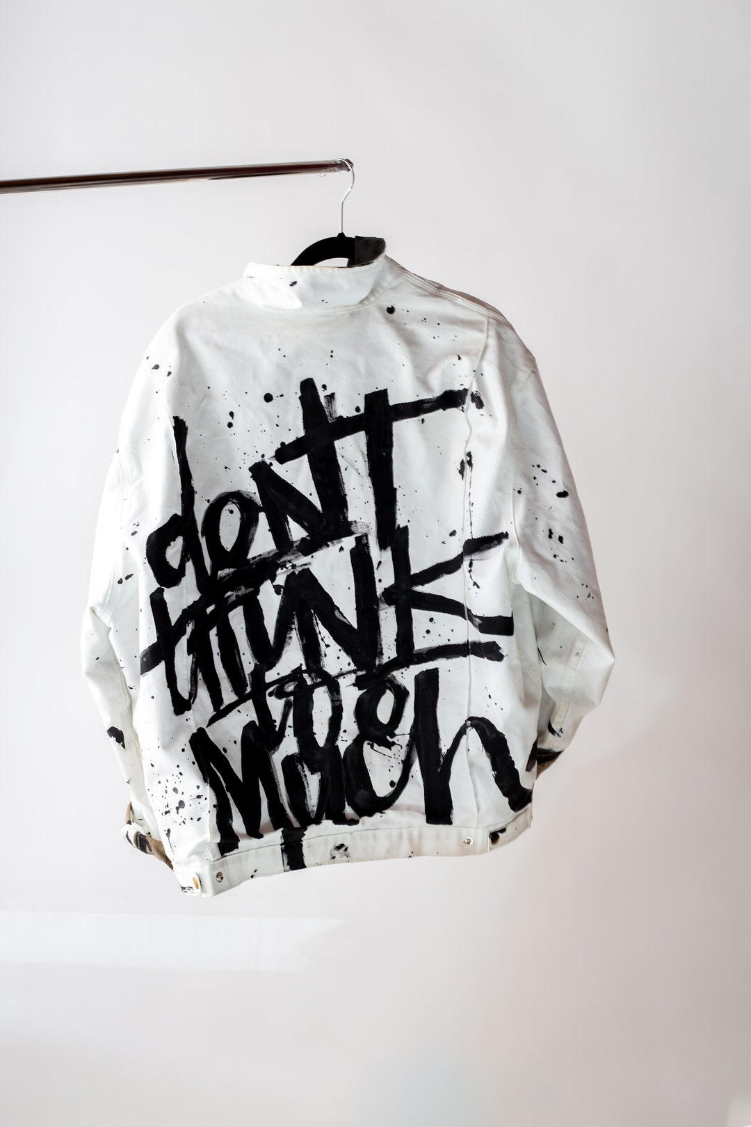 Custom Black and White Denim Jacket Etsy