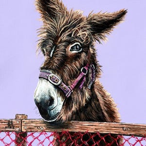 Impressão de Gordon, o Burro: Arte Abstrata de Animal de Fazenda (Mostrado 10x8)