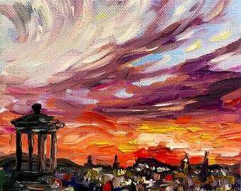 Calton Hill, Edinburgh print, incl 8x8 mount Scottish landscape Scotland Abstract Modern wonderful wall art