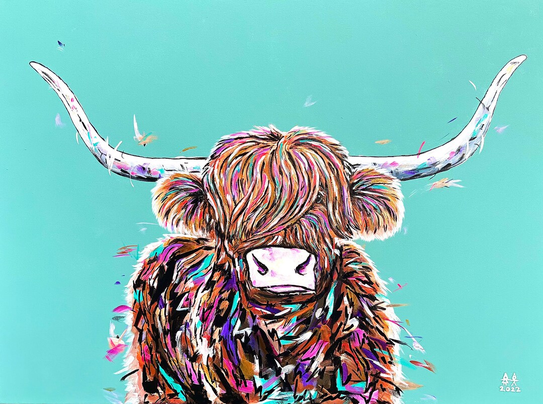 Cameron the Highland Coo Print Incl 10x8 Mount Scottish Wall Art ...