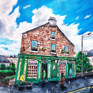 The Artisan Bar, Abbeyhill, Edinburgh print: Scottish Wall Art painting (10x8 Mount)