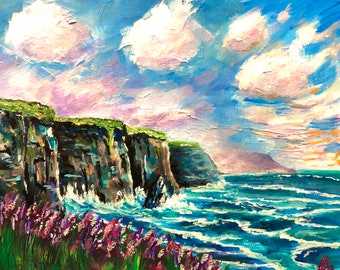 Cliffs of Moher Print: Co Clare, Ireland Colourful Irish Landscape Art (10x8 Mounted)