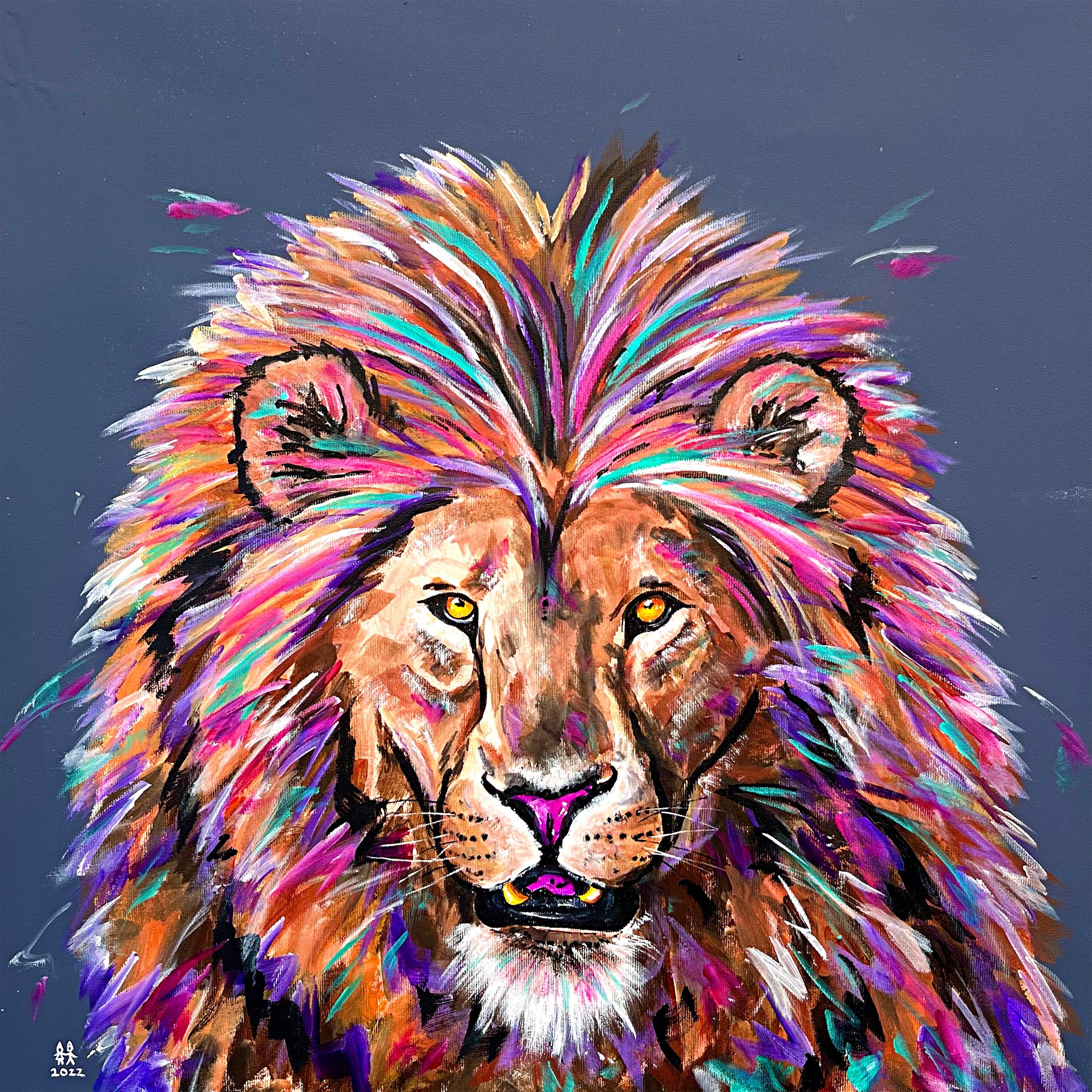 Leo the Lion Print: Abstract Scottish Animal Art (8x8 Mount) - Etsy