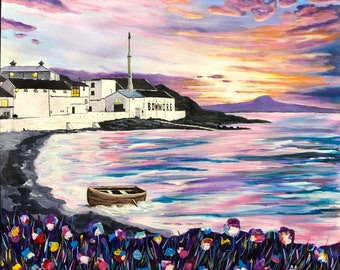 Bowmore Distillery Print: Islay Scotland, Abstract Whisky Art (8x8 Image)