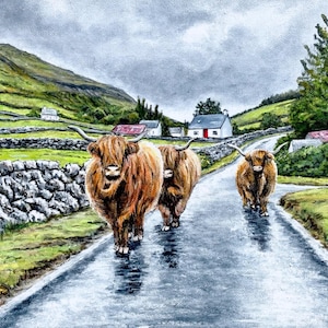 The Scottish Highlands Print: Scottish Coo Wall Art (8x10")