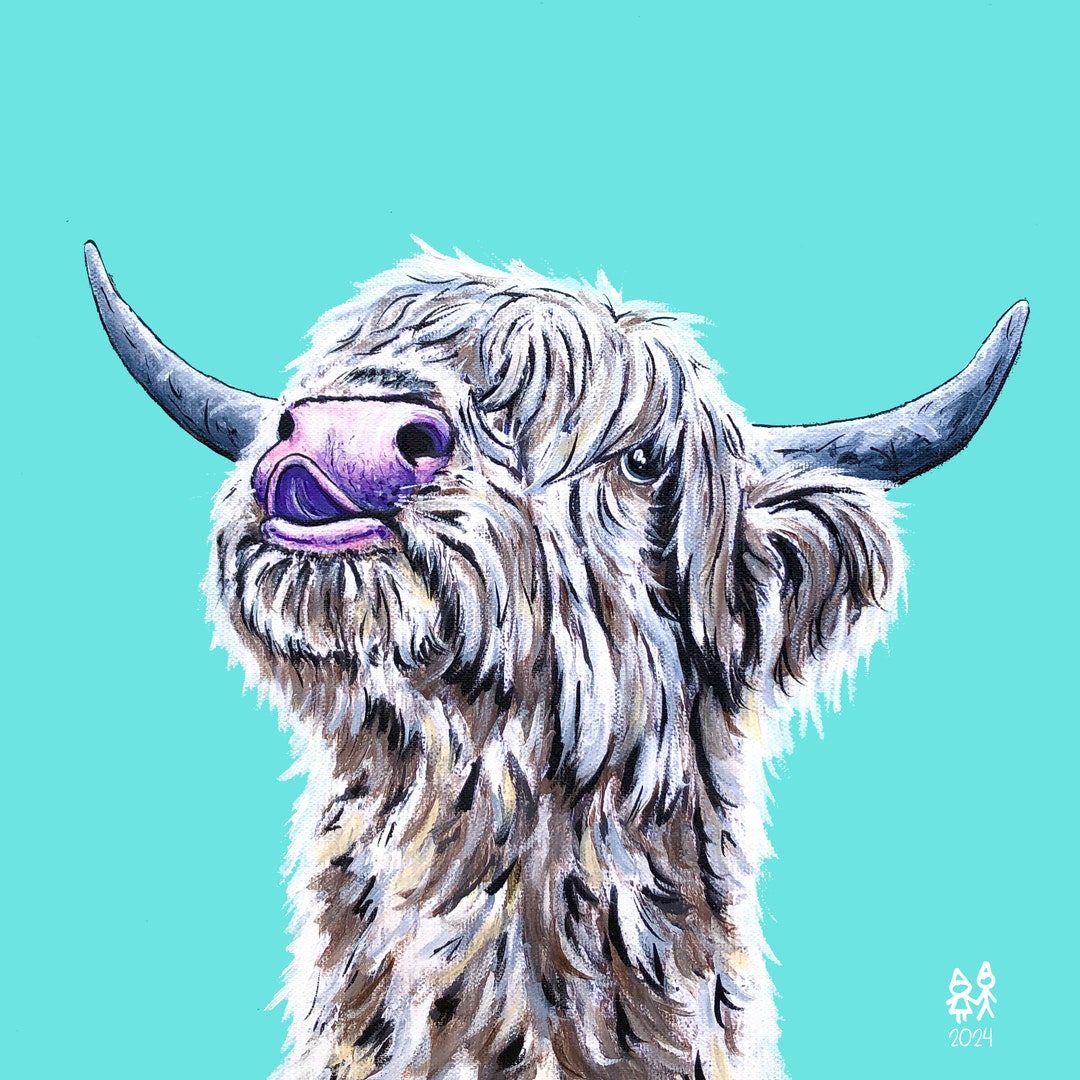 Eilidh the Highland Coo Print Incl Mount Scottish Wall Art, Abstract ...