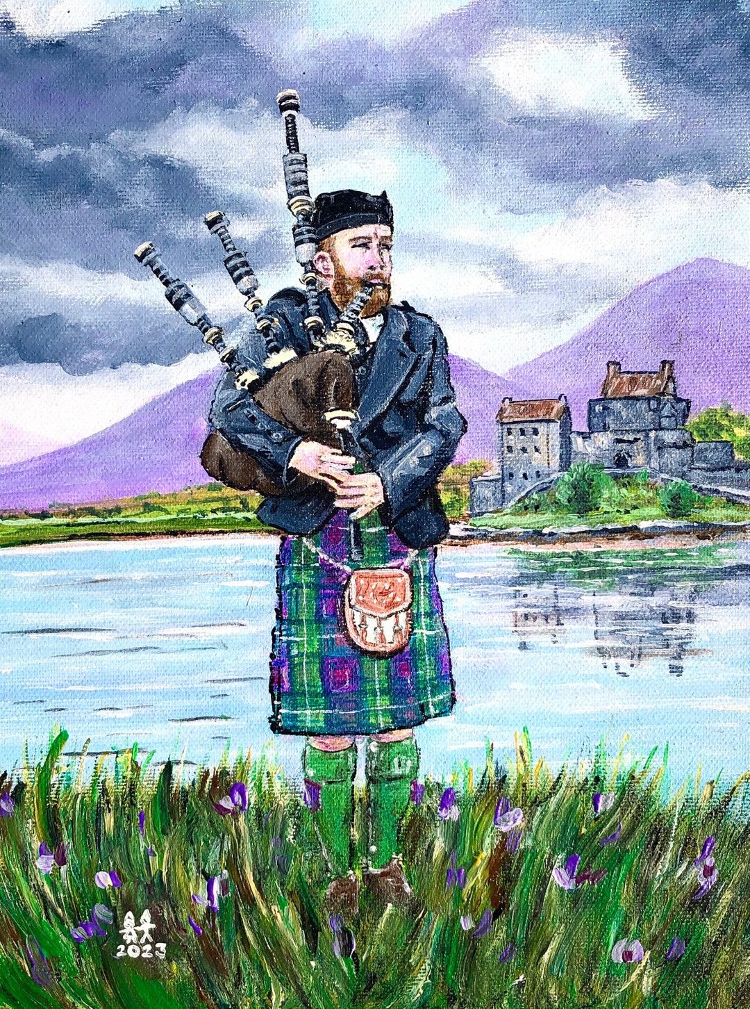 Isle of Skye Tartan Piper Print incl 10x8 Mount Abstract Scottish ...