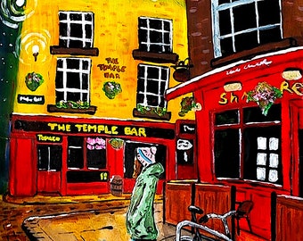 poster paper print signed The Temple Bar painting illustration drawing ukraine city landscape dublin ireland free shipping