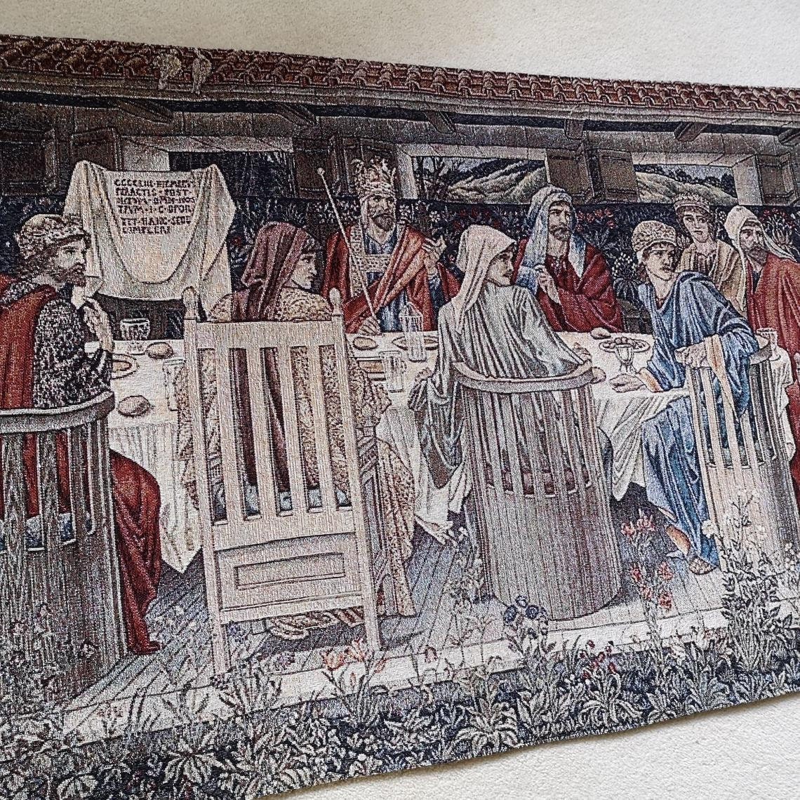 Tapisserie Tissée Saint Graal – Chevaliers De La Table Ronde – 65x140cm Coton
