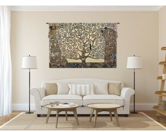 Gustav Klimt Large Tree of Life Jacquard Woven Wall Tapestry Home Decor Wall Art Hanging 54 in. x 38 in.