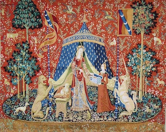 Lady and the Unicorn A Mon Seul Desir &quot;My Only Desire&quot; Wall Tapestry Jacquard Woven Two Sizes Available