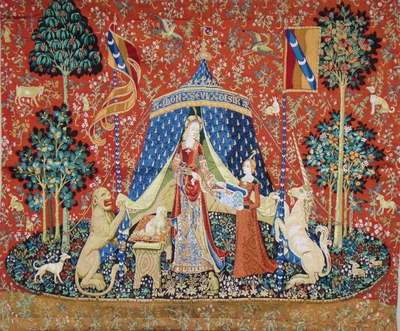 Lady and the Unicorn Tapestry: A Mon Seul Desir Jacquard Woven Wall Art