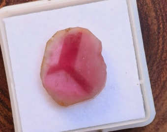 Natural Watermelon Tourmaline Slice: Polished Gemstone for Jewelry