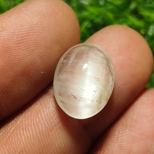 Rare gemstone natural white topaz cat&#39;s eye Gemstone Cabochon oval shape 16.4X12.4X8.3 MM loose gemstone for jewelry making