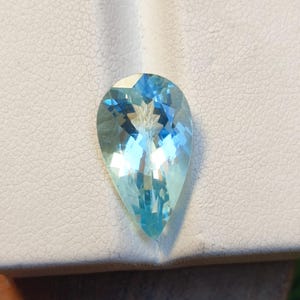 Natural Aquamarine Faceted Pear Shape Loose Gemstone For Jewellery Making