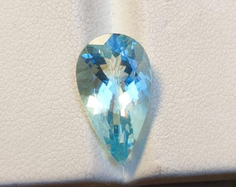 Natural Aquamarine Faceted Pear Shape Loose Gemstone For Jewellery Making