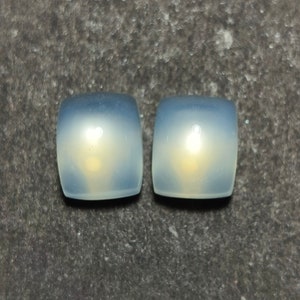 Flashy Moonstone Cabochon Pair: Cushion Cut Loose Gemstones (10.7X8.5X7.7 MM)