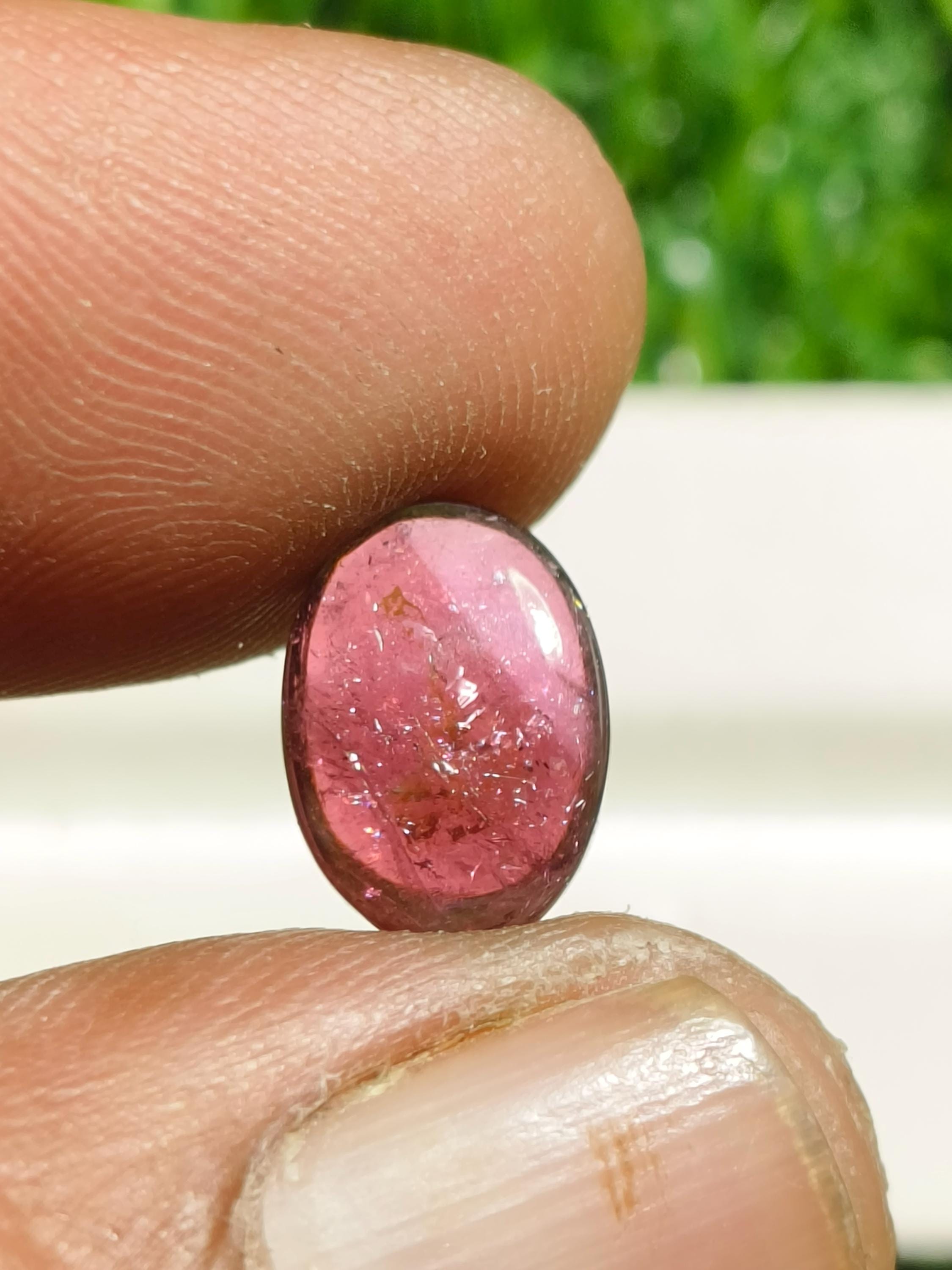 天然ピンクトルマリンカボション：オーバルルースジェムストーン、3