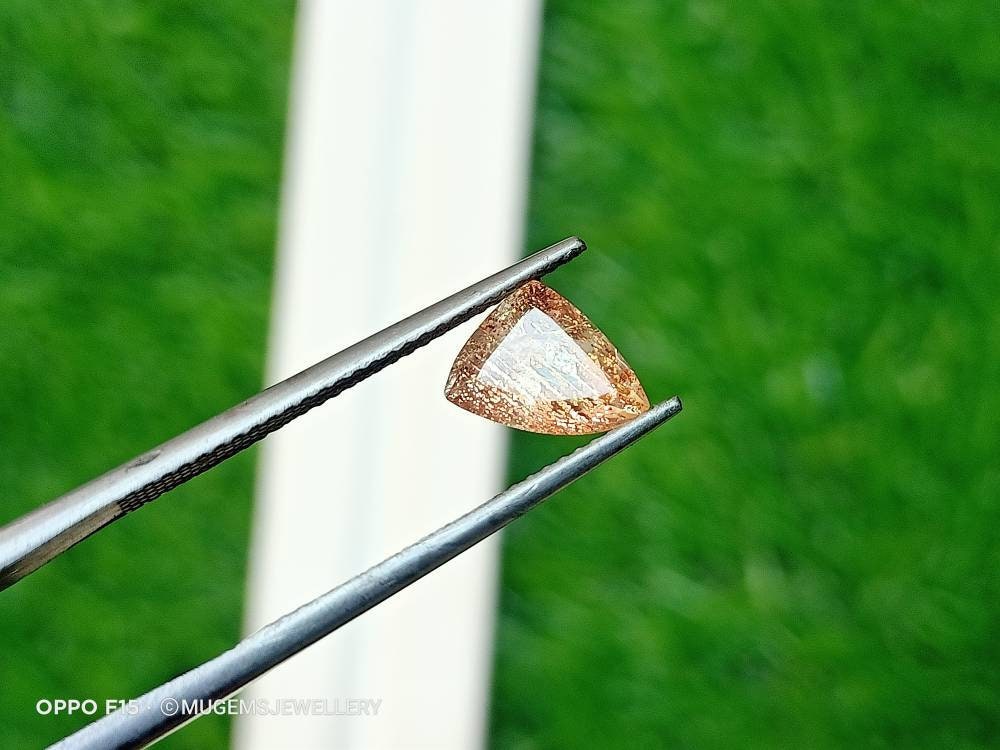Natural Oregon Sunstone: Faceted Copper Schiller Gemstone (8.7X6.4X5.3 ...