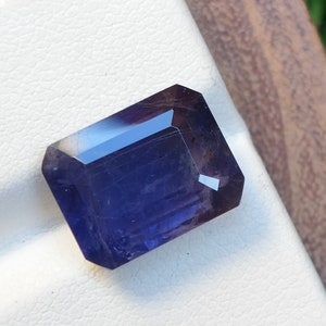 Beautiful Natural Iolite Faceted Emerald Cut Shape Loose Gemstone For Jewelry Making 12.40X9.80X5.90 MM