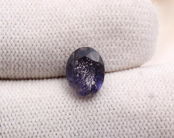 Piedra solar de iolita facetada: piedra ovalada para joyería (8,8 x 7 x 3,7 mm)