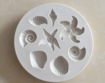 Sea Shells & Starfish Mould, Versatile Food and Resin Safe Detailed Silicone Mold, Sugar Craft, Cake Decoration, DIY Jewellery, PMC, UK Shop