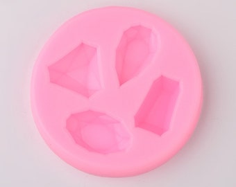 Gem Mould, Silicone Diamonds Mould, Versatile Food Safe & Resin Mold, Faceted Jewel, Sugar Craft, Cake Decoration, Epoxy Resin, PMC, UK Shop