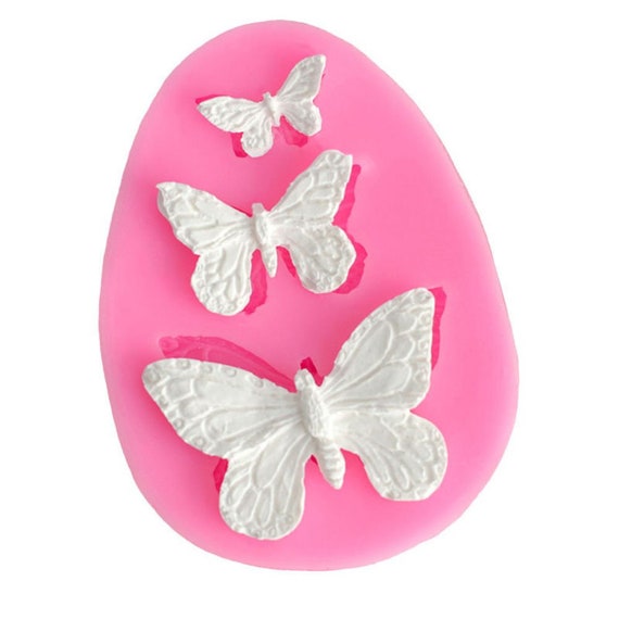 BUTTERFLY SILICONE MOULD, 3 BUTTERFLIES MOLD, FONDANT ICING CAKE TOPPER,  RESIN