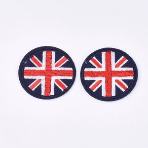 Small Union Jack Patch, Mini Round Embroidered Cloth Applique, Iron On or Sew On, Clothes Badge, UK Shop