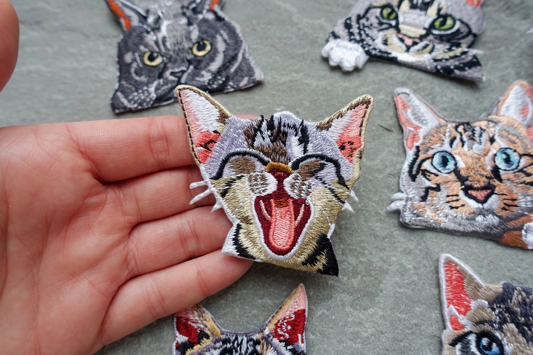 Cat Patch, Realistic Portrait Embroidered Patches, Pocket Iron on ...
