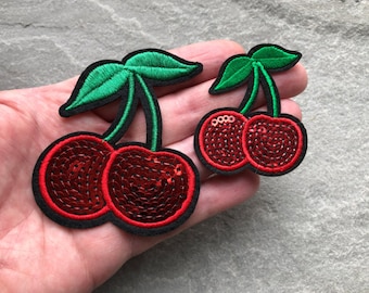 Cherry Cherries Fruit 70's Hippie Rockabilly Biker Children Kid iron on patch #9 Cherry Cherries Fruit 70's Hippie Rockabilly Biker Children Kid iron on patch #9