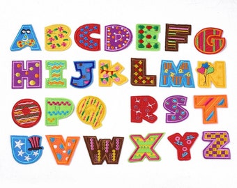 Alphabet Letter Patch, A-Z Patches, Embroidered 40mm Appliques, Iron On or Sew On, Multicoloured, UK Shop