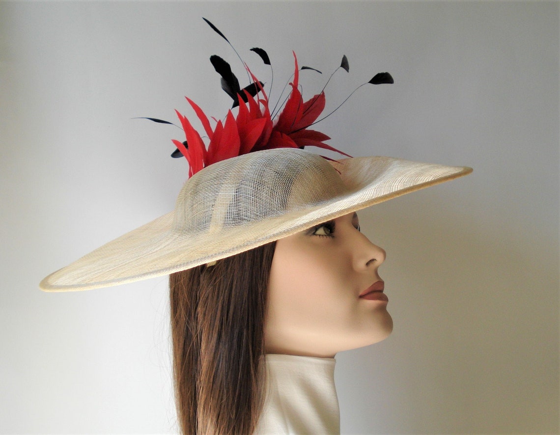 HilyBony Damen Fascinator Mit Breiter Krempe - Eleganter Kentucky-Derby-Hut Für Teeparty & Hochzeit