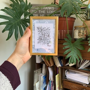 ORIGINAL Hydrangea Ink Drawing on Handmade Paper