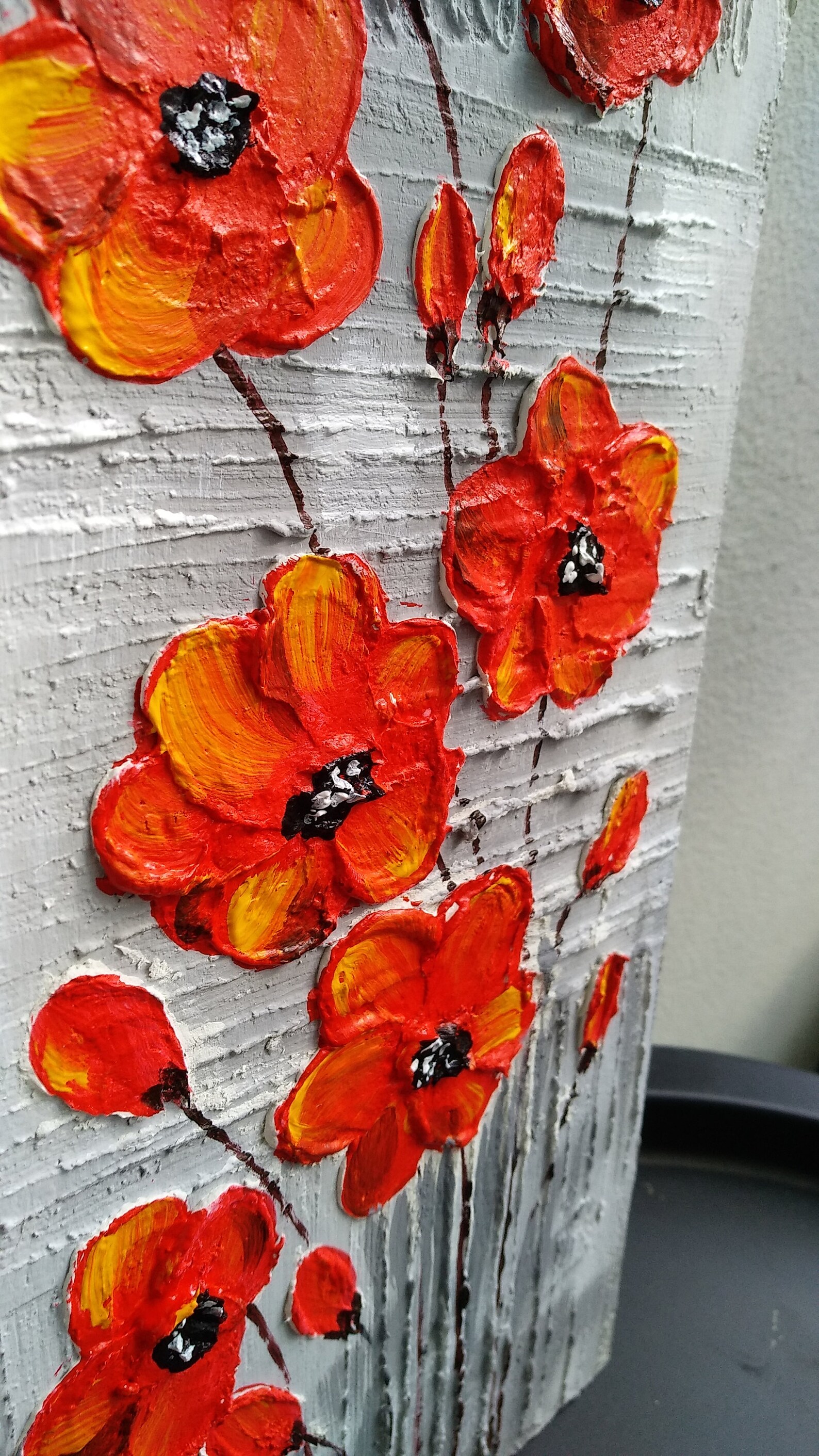 Original Abstract painting on hardboard Red Etsy