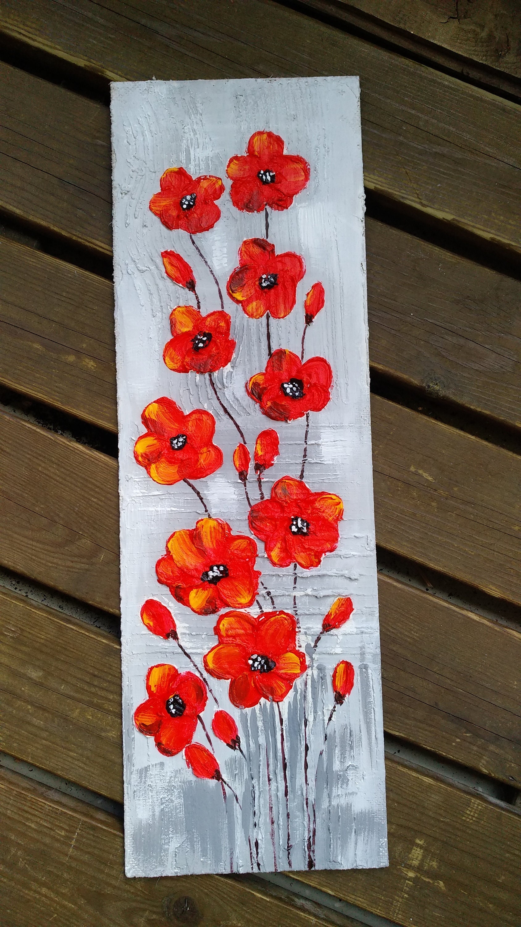 Original Abstract painting on hardboard Red Etsy