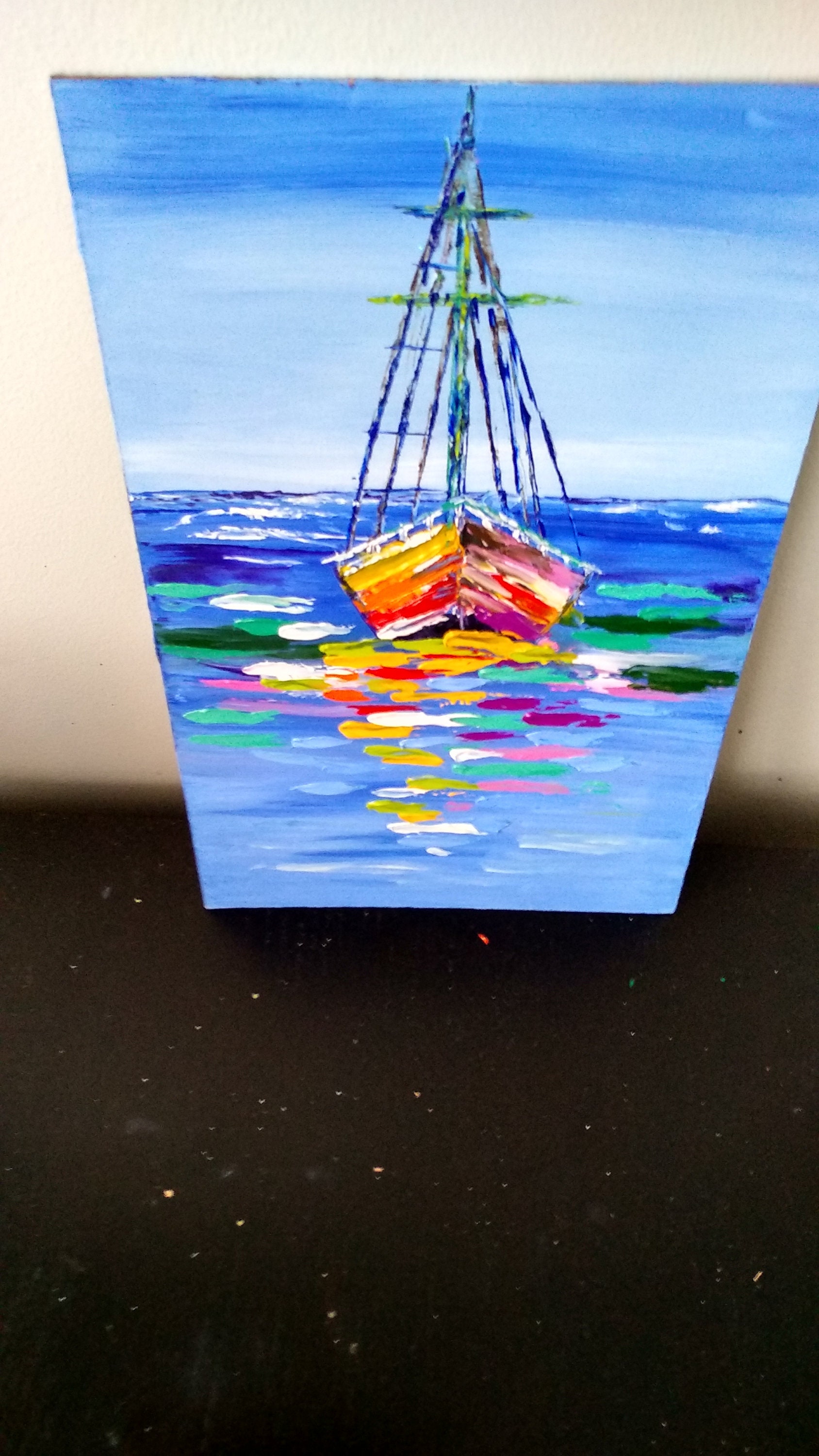 Original Abstract Painting on hardboard Sea Etsy