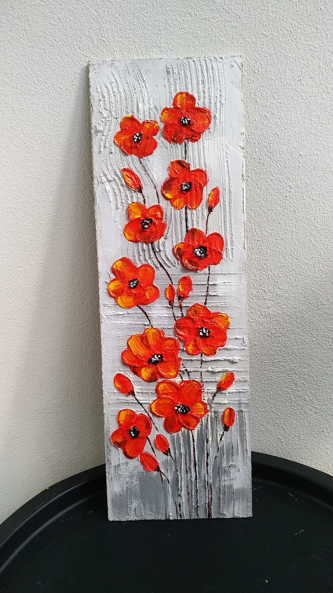 Original Abstract painting on hardboard Red Etsy