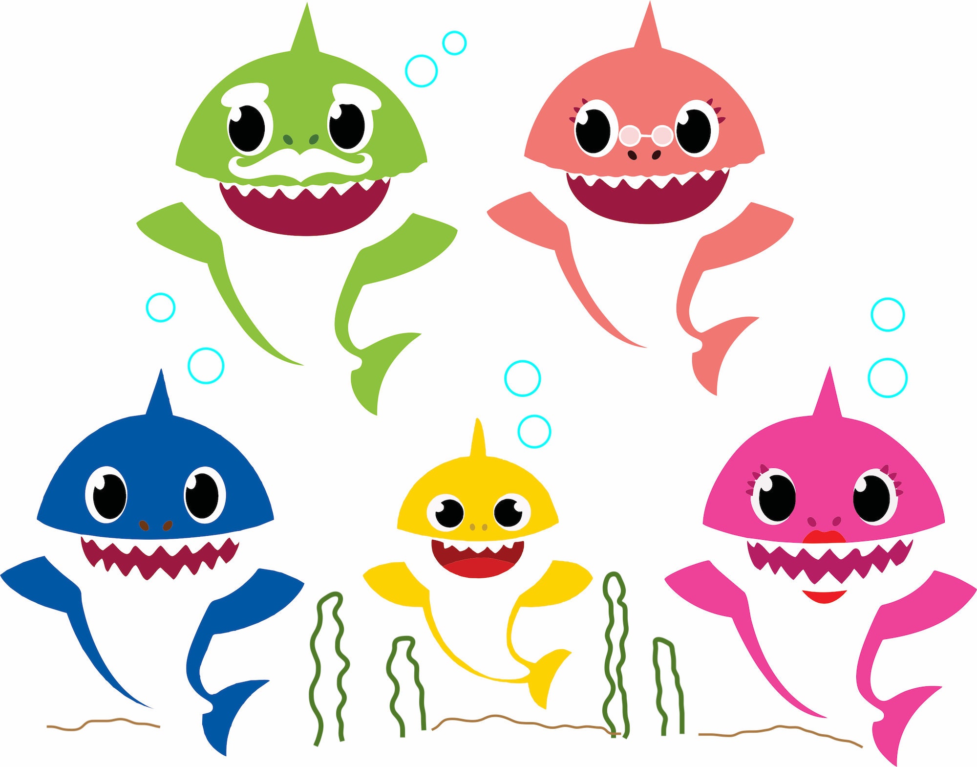 Baby Shark Family: SVG JPG PNG digital cut file | Etsy