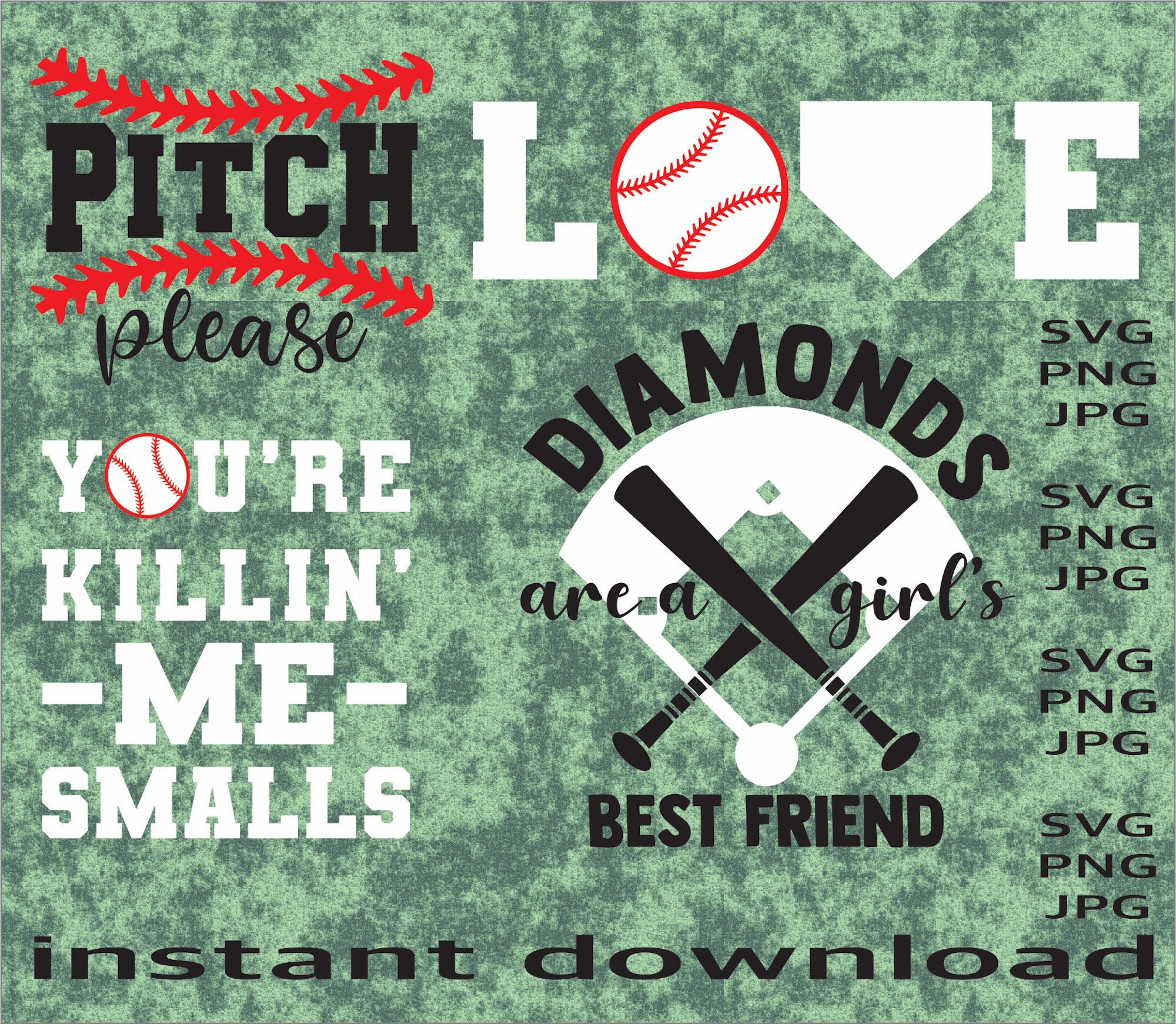Baseball Love SVG Designs 4 pack: Instant download | Etsy