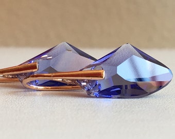 Tansanit Ohrringe | Blau Violett Swarovski Ohrringe | Exquisite Swarovski Braut Ohrringe | Lila Swarovski Ohrringe