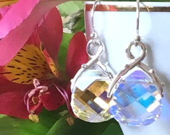 Aurora Borealis Swarovski® Kristalle Braut Ohrringe | Nordlichter Swarovski® Kristall Ohrhänger Set in Silber | Muttertags Geschenk
